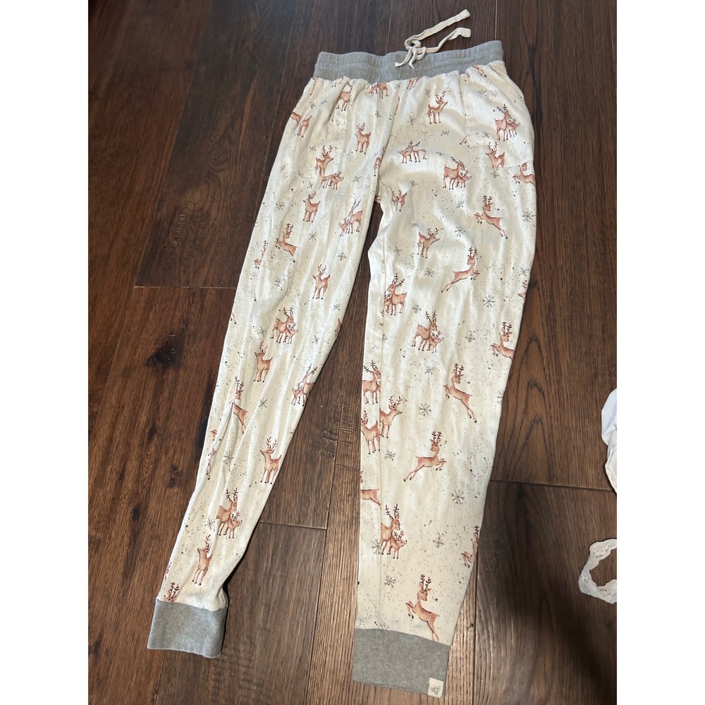 Burt's Bees Baby Women Reindeer Snowflake Organic Cotton Pajama Pants Small